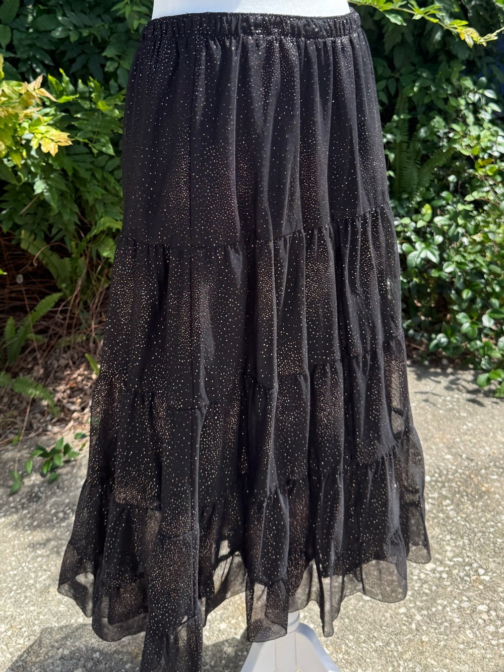 Fairy Goth  Whimsical Ethereal Witchy tiered Maxi black Skirt Women’s Tanjay M